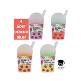 Adel 4 ADET DESENLİ SİLGİ BUBBLE TEA ADEL YERLİ ÜRETİM