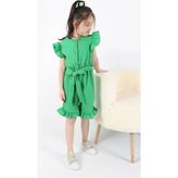Aden Kids Kız Çocuk Kemerli Esnek Kumaş 4-12 Yaş Tulum - 780Yeşil - 10 - 11 Yaş