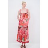 adL Desenli Kolsuz Elbise - M - Coral
