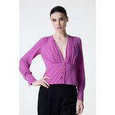 adL Fuşya Drape Detaylı Önü Düğmeli Bluz