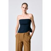 adL Lacivert Drape Detaylı Asimetrik Bluz
