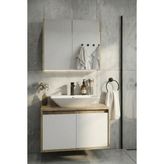 Adn Design Banyo Dolabı Takımı Ahşap Beyaz Mat Renkli Mdf Lavabosuz Asma Dolap-Banyo Dolabı-Aynalı Üst Dolap - Ahşap - Beyaz