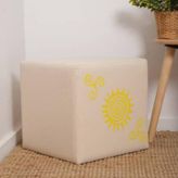 Adore Mobilya Sunny Puf-Sarı Baskılı 40x40x40 cm