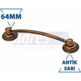 Adresline 4'lü 64 mm Antik Sarı U Pabucu Kulp