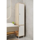 Aeka AE-2028 Soft 2 Kapaklı Raflı Dar Yüksek Boy Banyo Çok Bölmeli 40x180 cm Beyaz Çok Amaçlı Dolap