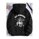 AEMİ Unisex Sat Komando Baskılı Kapüşonlu Sweatshirt