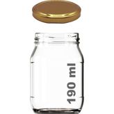 Afracam 190 ml Metal Gold Kapaklı Konserve Kavanozu 190 cc Şeffaf Bebek Mama Kavanoz 1 Adet - Altın