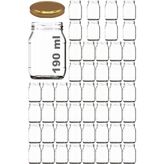 Afracam 190 ml Metal Gold Kapaklı Konserve Kavanozu 190 cc Şeffaf Bebek Mama Kavanoz 50 Adet - Altın