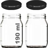 Afracam 190 ml Metal Kapaklı Konserve Kavanozu 190 cc Şeffaf Bebek Mama Kavanoz 2 Adet - Siyah