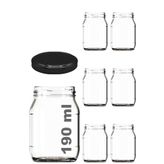 Afracam 190 ml Metal Kapaklı Konserve Kavanozu 190 cc Şeffaf Bebek Mama Kavanoz 6 Adet - Siyah