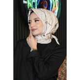 AFVENTE Mermer Desen Bej Soft Pamuk Eşarp