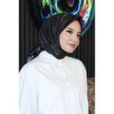 AFVENTE Mermer Desen Siyah Soft Pamuk Eşarp
