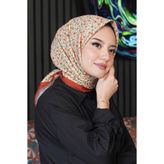 AFVENTE Mini Çiçek Desen Mercan Soft Pamuk Eşarp