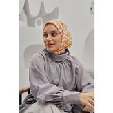 Afvente Yaprak Desen SArı Soft Pamuk Eşarp