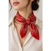 AGAPI Fular Desenli Kırmızı Bandana Fular