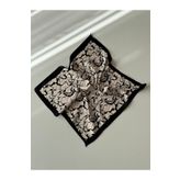 AGAPI Fular Siyah Beyaz Desenli Bandana Fular