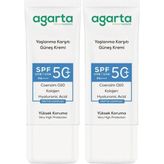 Agarta Collagen Destekli SPF+50 2x50 ml Yaşlanma Karşıtı Yüz Güneş Kremi