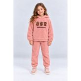 Ahengim Kız Çocuk Peluş Eşofman Takımı Kapüşonlu Ayıcık Desenli 2’li Sıcak Tutan Kışlık Takım AK4131 - 3 - 4 Yaş - Pembe