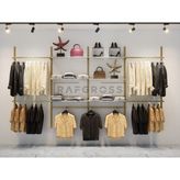 Ahşap Askılık Sistemi – Mağaza ve Butik Raf Sistemi – Giyinme Odası Raf Sistemi 245 × 200 cm - Gold