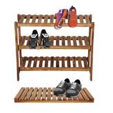 Ahşap Ayakkabılık & Ahşap Kapı Önü Paspası Set