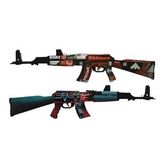 Ahşap CS-GO AK-47 2'li Tüfek Oyuncak Set 1002