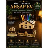 Ahşap Ev Kalemlik - Bej