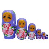 Ahşap Matruşka Bebek Altılı Set Mor