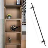 Ahşap raflar için metal raf rayı, 53 cm uzunluğunda dekoratif alüminyum alaşım çubuk, kitap rafları, ayakkabı rafları ve mutfak dolapları için düşmeye karşı koruma, siyah, 6'lı paket, 35,5 – 107 cm
