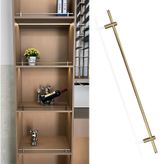 Ahşap Raflar için Metal Raf Rayları - 30-100 cm Alüminyum Alaşımlı Yuvarlak Boru Düşme Önleyici Koruma, Kitaplık için Dekoratif Çubuk, Ayakkabılık, Mutfak Dolabı (Altın, 4'lü Paket, 19 inç)