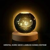 Ahşap Standlı Led Kristal Küre İşlemeli Dekoratif Obje