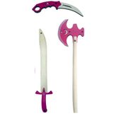 Ahtek Süper 3'lü Set, Ahşap Kılıç + Balta + Karambit Seti