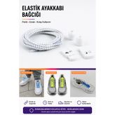 AiryFooT Akıllı Bağcık, Pratik Lastikli Ayakkabı Bağcığı 100 Cm ( Beyaz Çizgili )