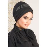 Aişe tesettür Atkılı Abiye Bone-siyah Taşlı 60101