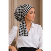 Aişe Tesettür Ekose Desen Eşarp Bone - Standart