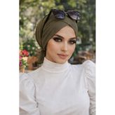 Aişe tesettür Haki Çapraz Bone Haki Çapraz2