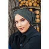 Aişe tesettür Haki Leopar Çapraz Bone