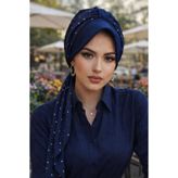Aişe tesettür Lacivert Şapkalı Bone renkli