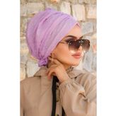 Aişe tesettür Lila Ponpon Tokalı Bone