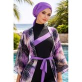 Aişe tesettür Mor Çapraz Bone / Deniz - Havuz Bonesi