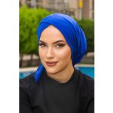 Aişe tesettür Saks Mavi Çapraz Bone