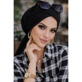 Aişe tesettür Siyah Çapraz Bone Siyah Çapraz
