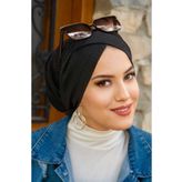 Aişe tesettür Siyah Çapraz Bone