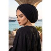 Aişe tesettür Siyah Çift Katlı Drapeli Salaş Bone Siyah