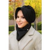 Aişe tesettür Siyah Kaşe Şapkalı Bone Ve Etol Takım