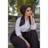 Aişe tesettür Siyah Marka Desen Eşarp Bone