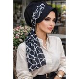 Aişe tesettür Siyah Mermer Şapkalı Bone renkli