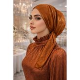 Aişe tesettür Taba Abiye Eşarp Bone Taba Abiye
