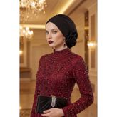 Aisha's Design Zarif Hazır Türban,Siyah,HT-92