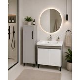 Akademik Mimarlık Cerastyle Noura 80*38 cm Etajerli Lavabo ( Banyo Dolabı + Boy Dolap Dahil ) - Beyaz - Antrasit