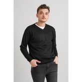 Akçaylar Regular Fit V Yaka Pamuklu Basic Erkek Triko Kazak - Siyah